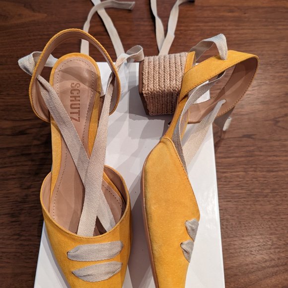 Yellow Schutz espadrille lace-up sandals - Picture 4 of 4